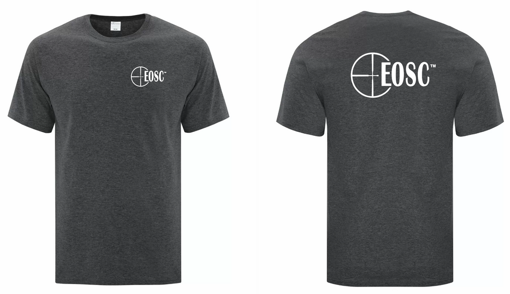 EOSC Dark Heather Gray T-Shirt   ,   Left Chest, Full Back White Logo