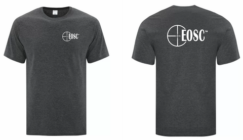 EOSC Dark Heather Gray T-Shirt   ,   Left Chest, Full Back White Logo