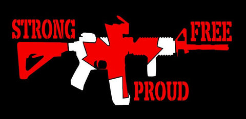 Strong Proud Free Canadian Flag Rifle Decal